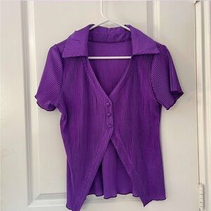 🔥3/$15 Purple button-up crop top